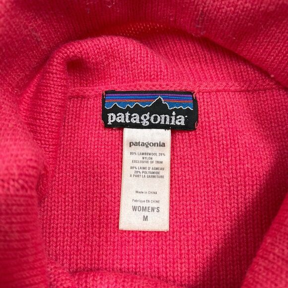 Patagonia Sweater Womens Size Medium Pink Lambswool Cowl Neck Pullover Knit - Picture 5 of 9